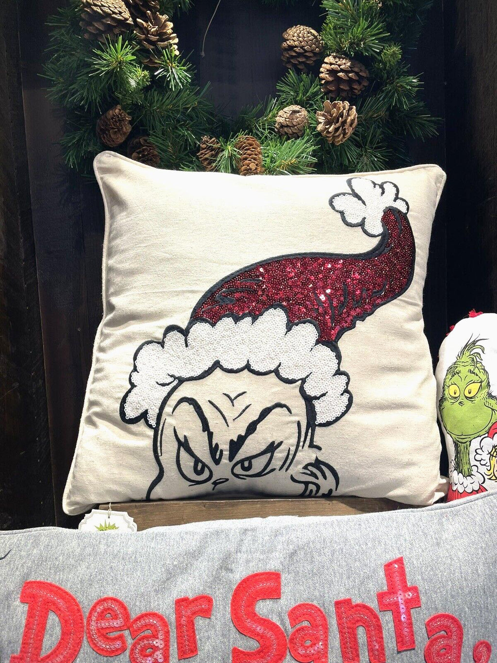 Pottery Barn Grinch Christmas pillow Sham Dr Seuss Holiday Gift party Disney /