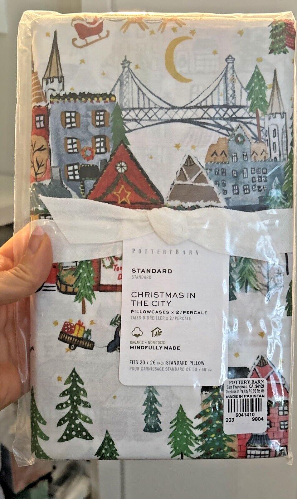 pottery barn Holiday 12 Days Christmas City Country gift party Pillowcase SET 2y