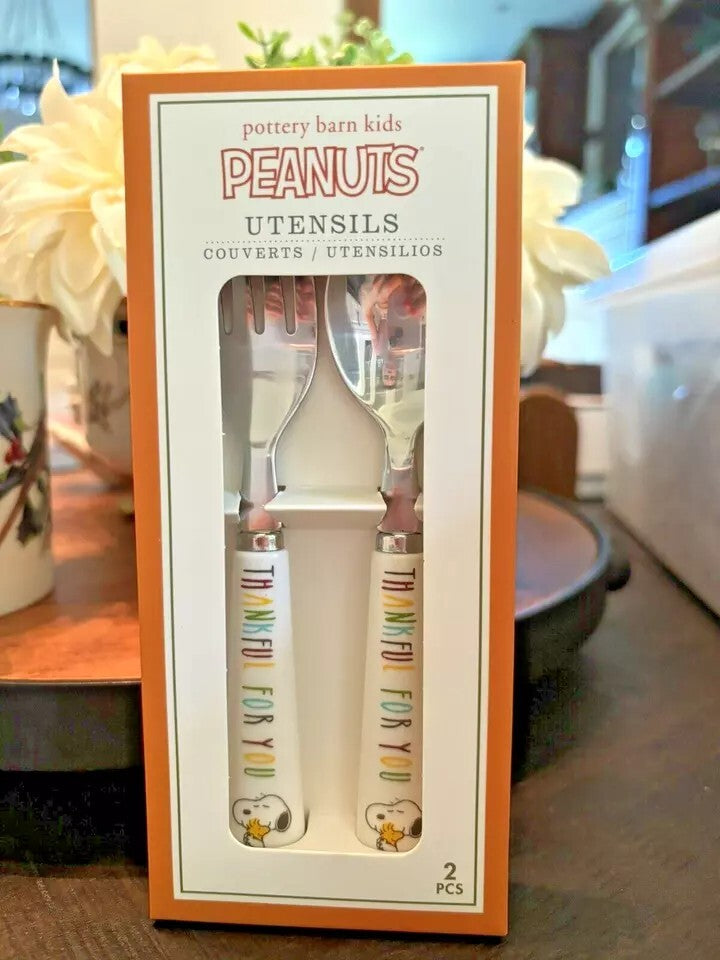 Pottery barn Snoopy School Glitter LUNCH +Utensils BAG Peanuts disney travel -