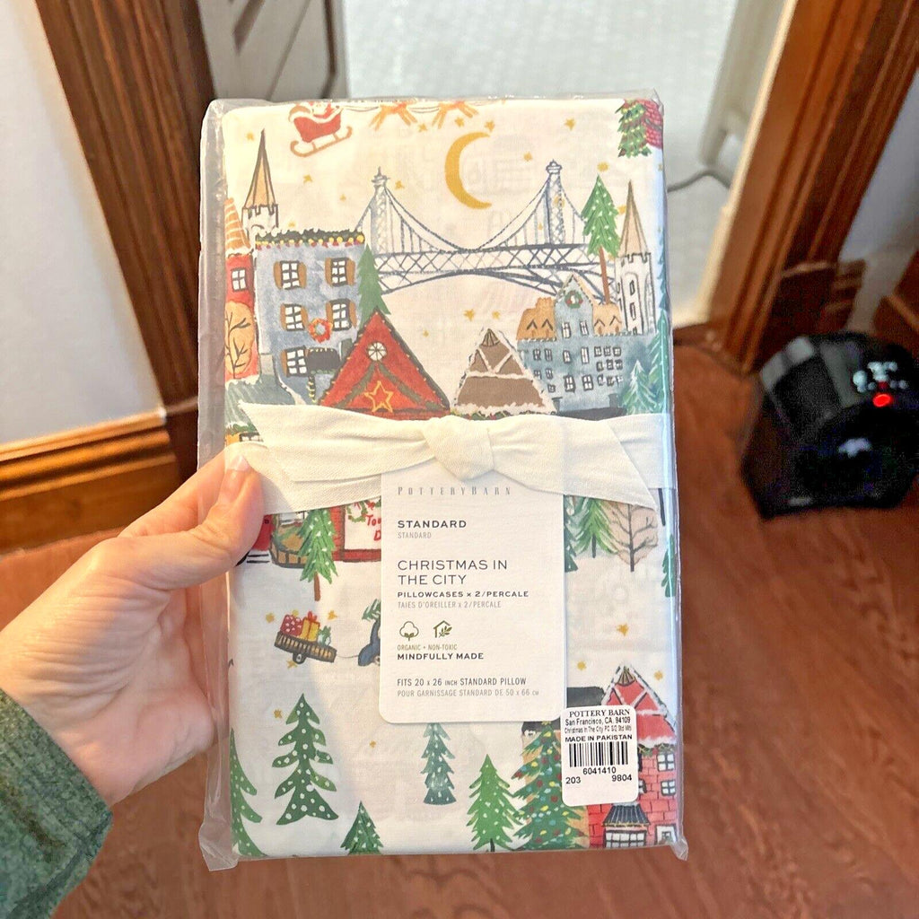 pottery barn Holiday 12 Days Christmas City Country gift party Pillowcase SET 2y