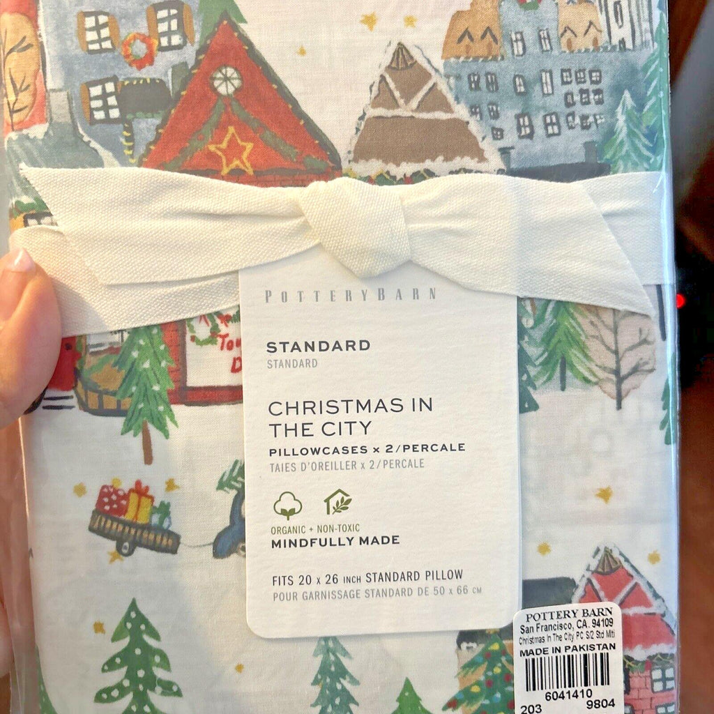 pottery barn Holiday 12 Days Christmas City Country gift party Pillowcase SET 2y