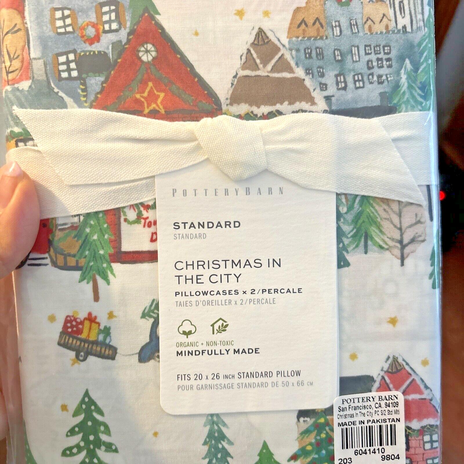 pottery barn Holiday 12 Days Christmas City Country gift party Pillowcase SET 2y