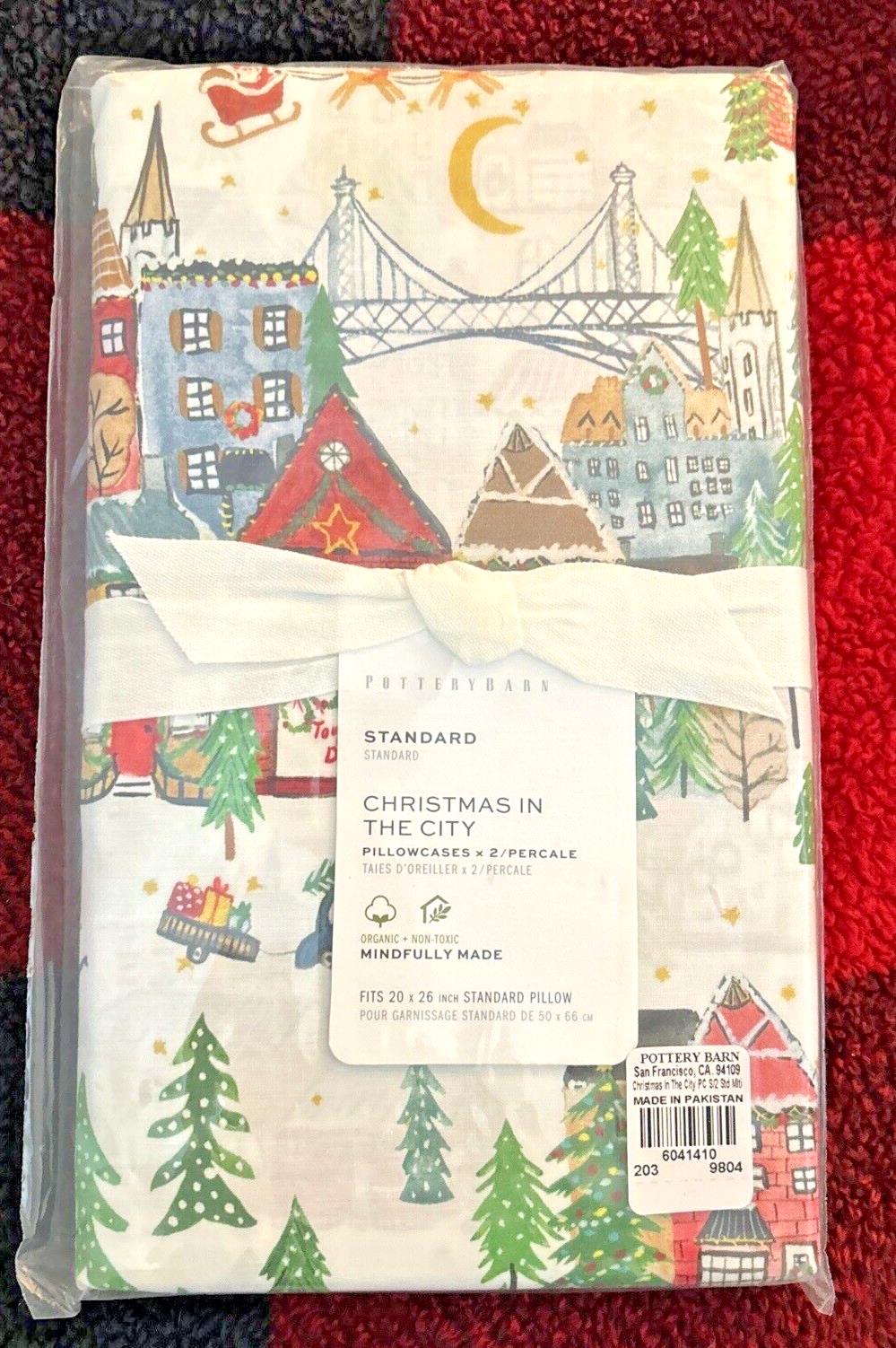 pottery barn Holiday 12 Days Christmas City Country gift party Pillowcase SET 2y