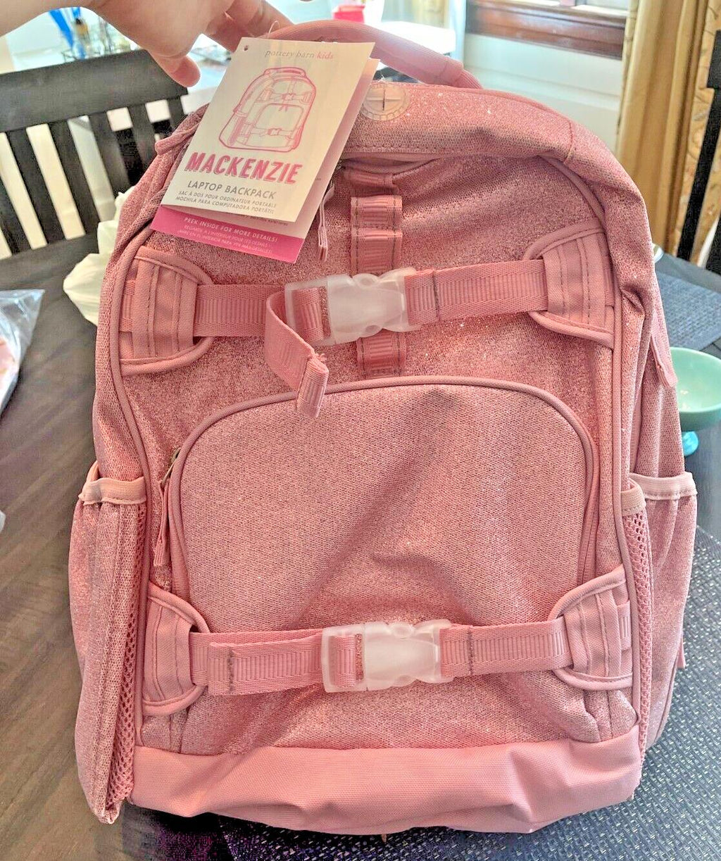 Pottery barn School glitter BACKPACK LARGE Disney+LUNCH bag travel girl set .