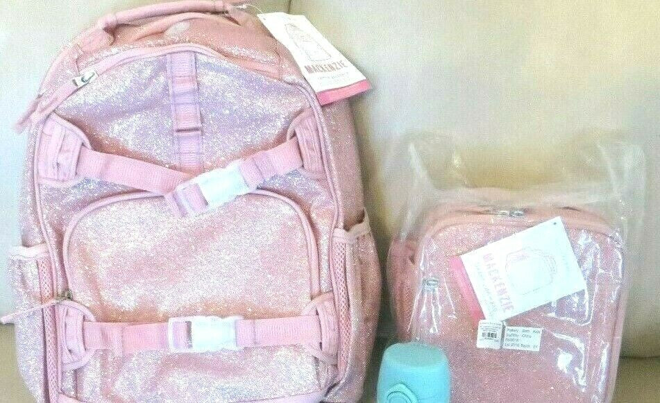 Pottery barn School glitter BACKPACK LARGE Disney+LUNCH bag travel girl set .