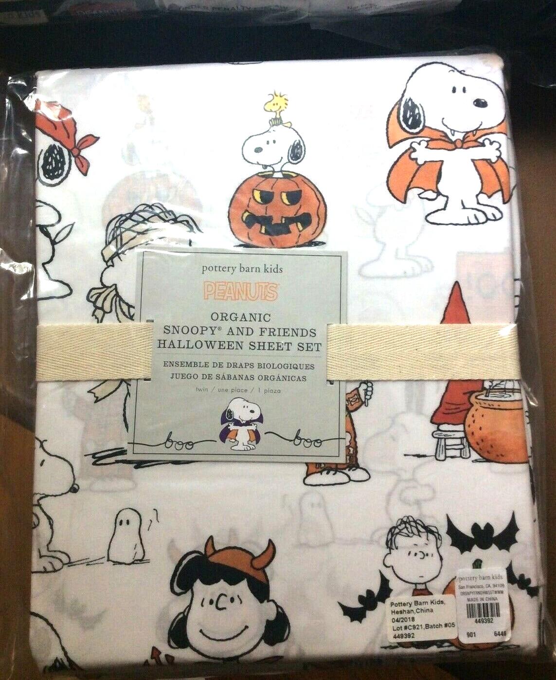 Snoopy Pottery Barn Peanuts HOLIDAY PILLOW SHEET SET Disney halloween kid gift ]