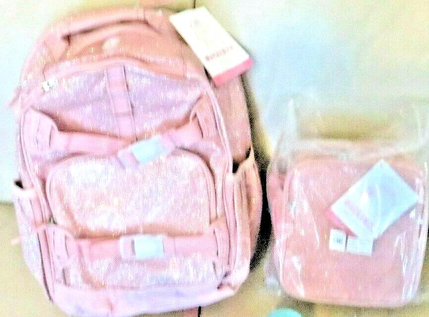 Pottery barn School glitter BACKPACK LARGE Disney+LUNCH bag travel girl set .