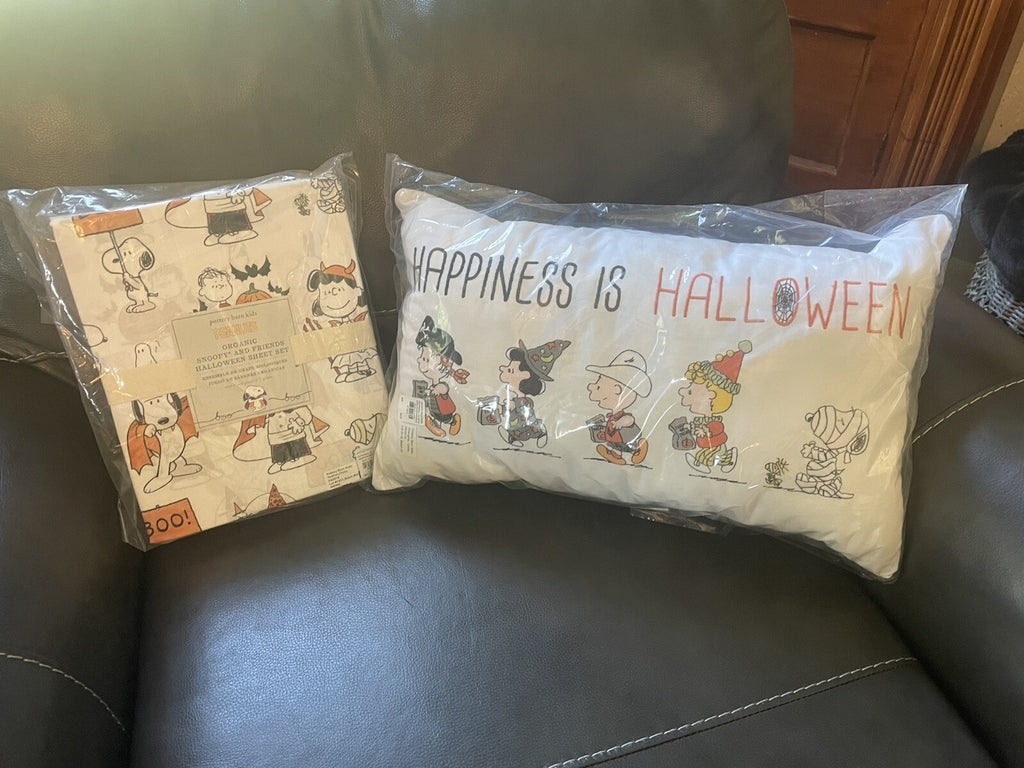 Snoopy Pottery Barn Peanuts HOLIDAY PILLOW SHEET SET Disney halloween kid gift ]