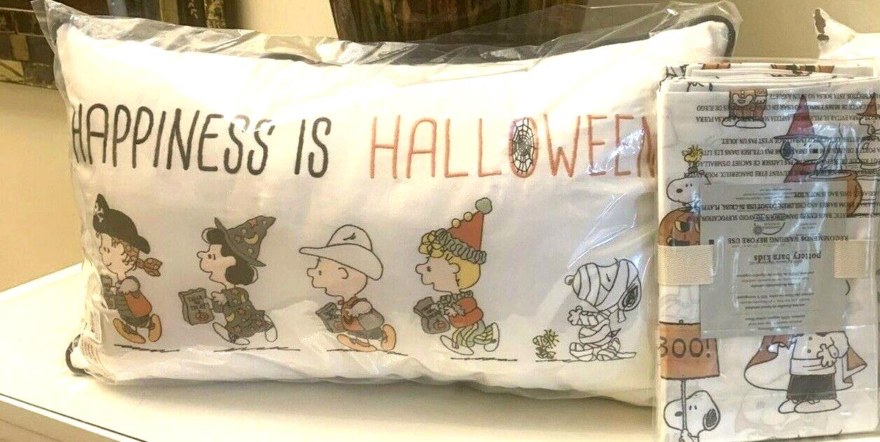 Snoopy Pottery Barn Peanuts HOLIDAY PILLOW SHEET SET Disney halloween kid gift ]