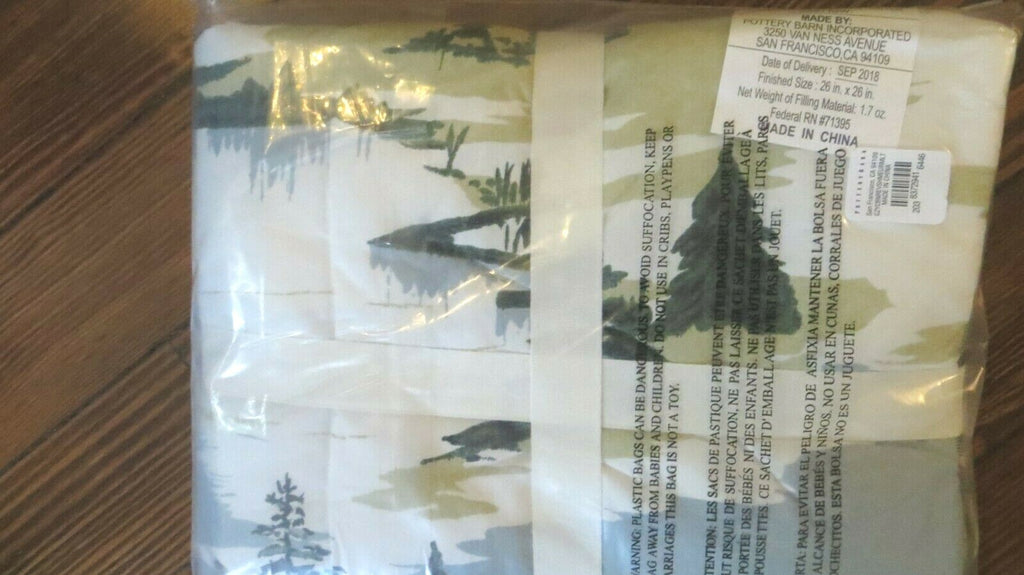 Pottery Barn Pillow Sham EURO Ski Lodge Holiday plaid cabin gift reverse =