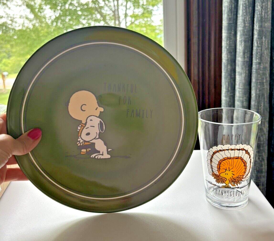 Pottery Barn Snoopy Thanksgiving Disney plate +CUP Holiday Peanuts school gift =