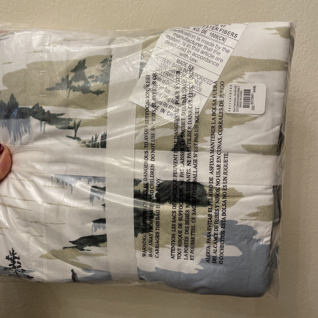 Pottery Barn Pillow Sham EURO Ski Lodge Holiday plaid cabin gift reverse =