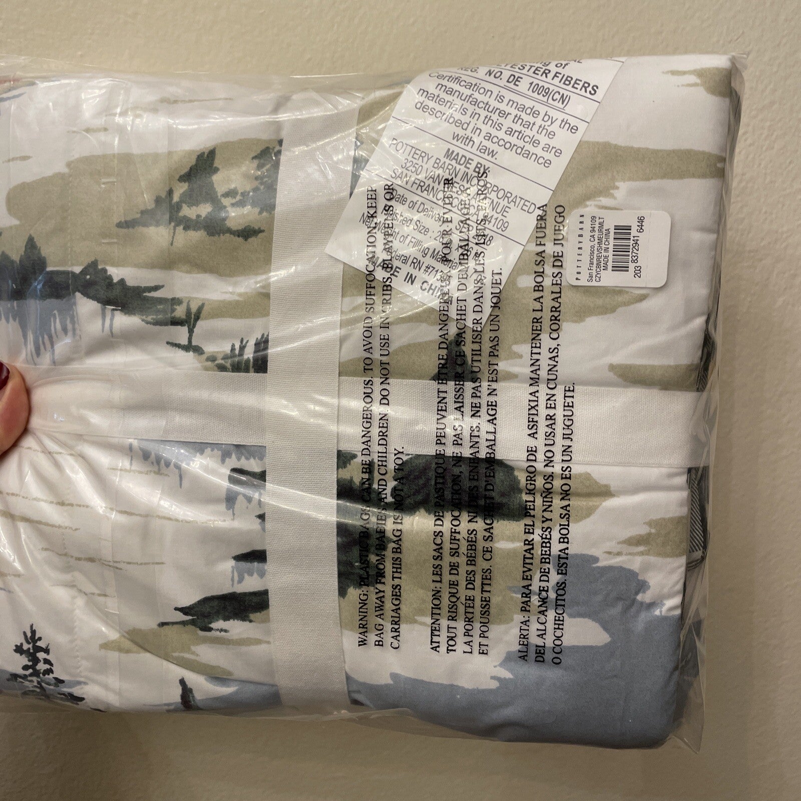 Pottery Barn Pillow Sham EURO Ski Lodge Holiday plaid cabin gift reverse =