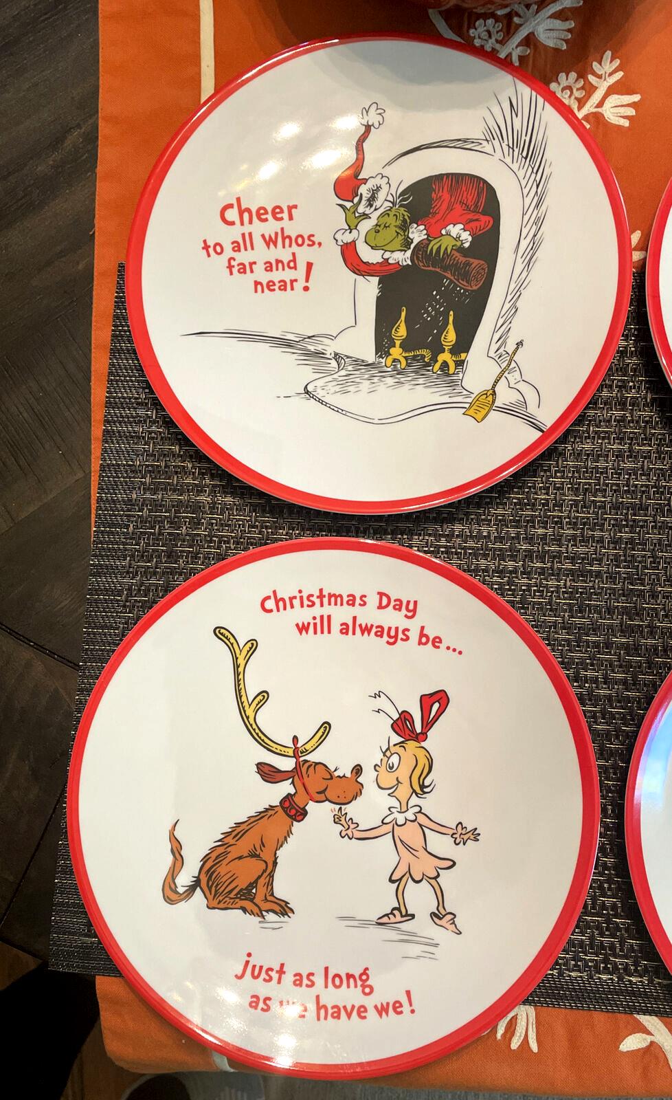 Pottery Barn GRINCH DINNER SET Plate Seuss Disney holiday Christmas party gift