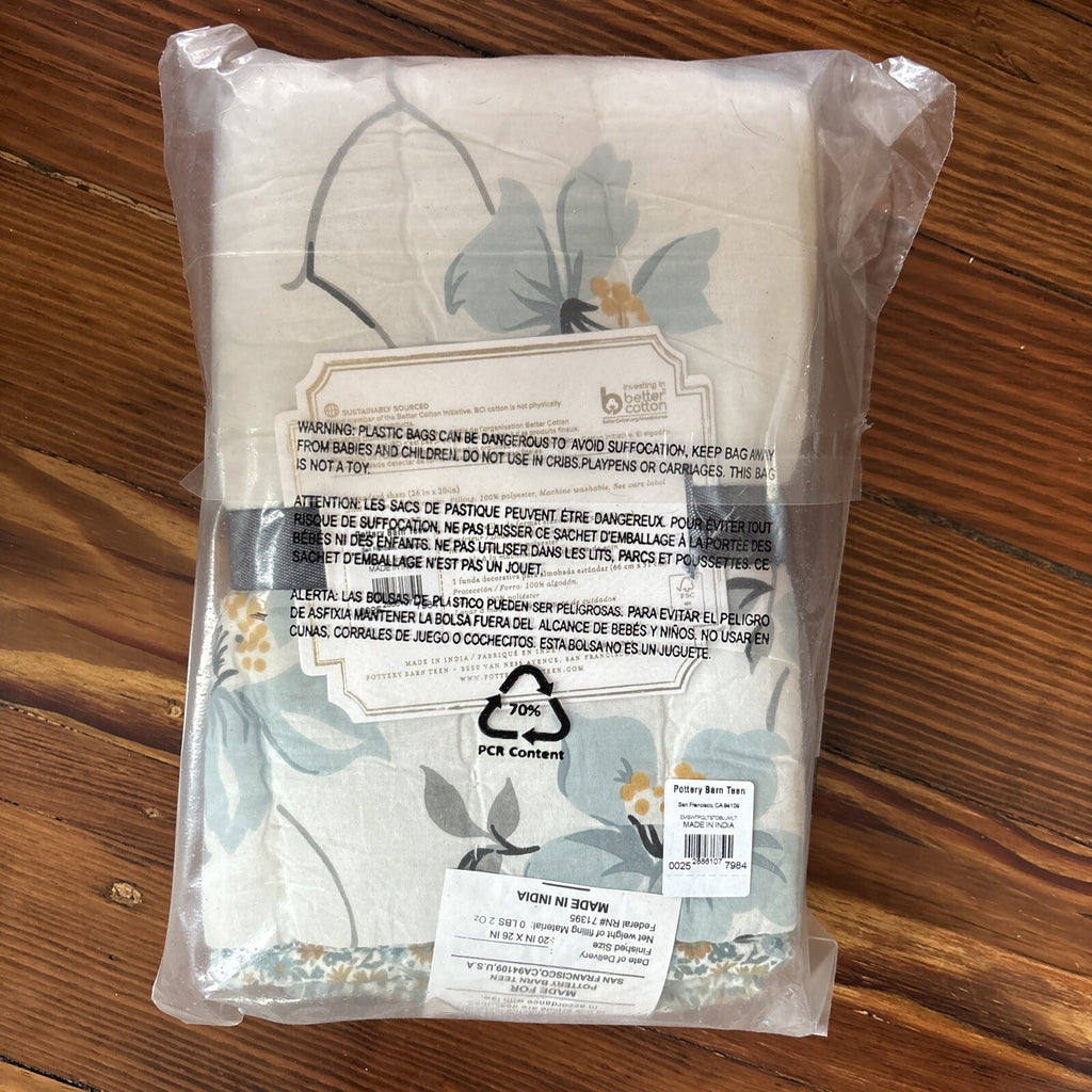 Pottery Barn floral quilted Emily Meritt holiday wedding gift Pillow SHAM blue a