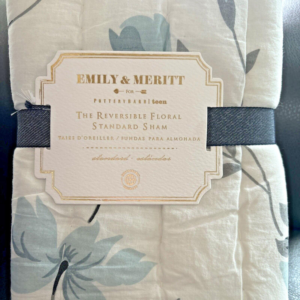 Pottery Barn floral quilted Emily Meritt holiday wedding gift Pillow SHAM blue a