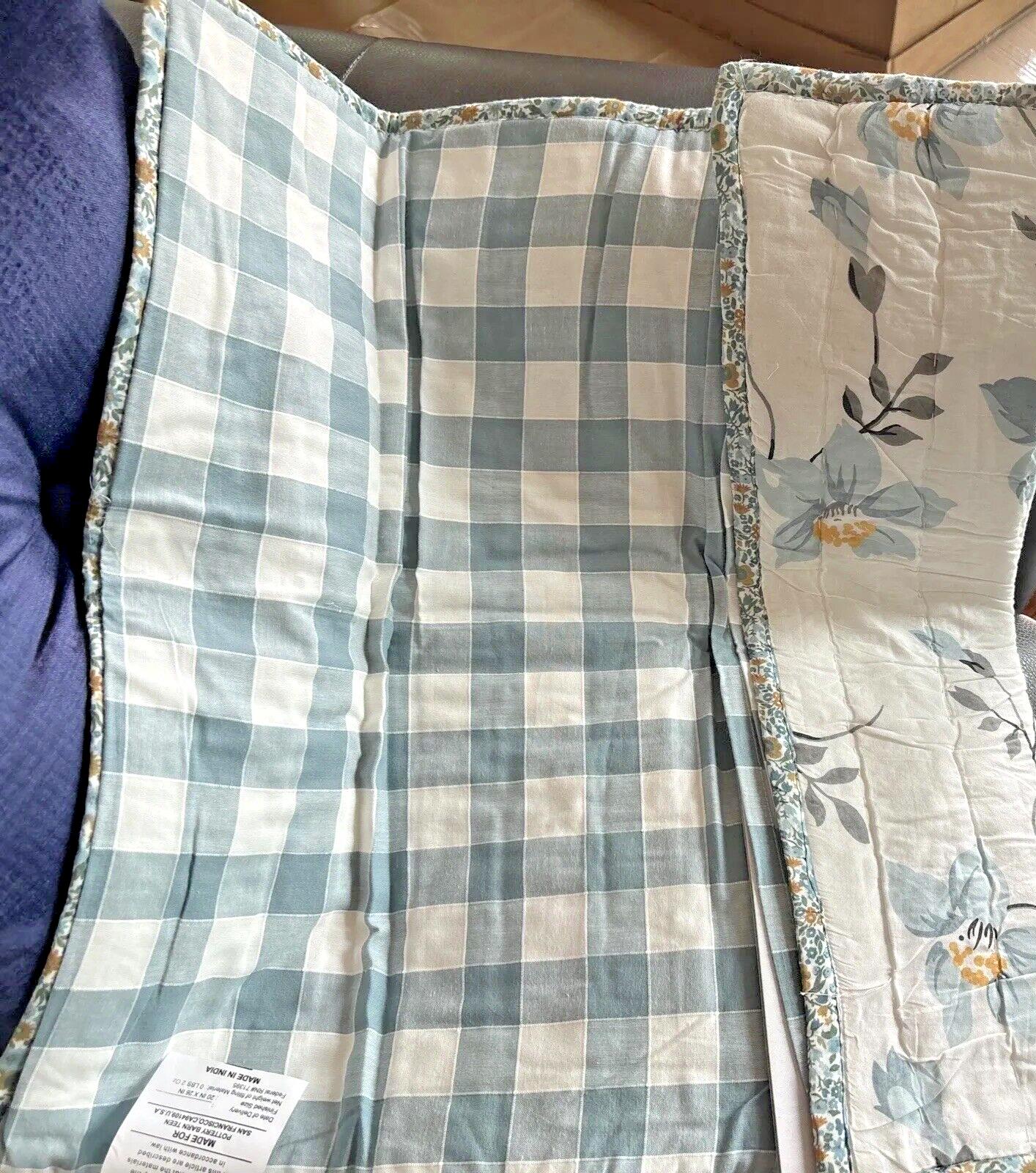 Pottery Barn floral quilted Emily Meritt holiday wedding gift Pillow SHAM blue a