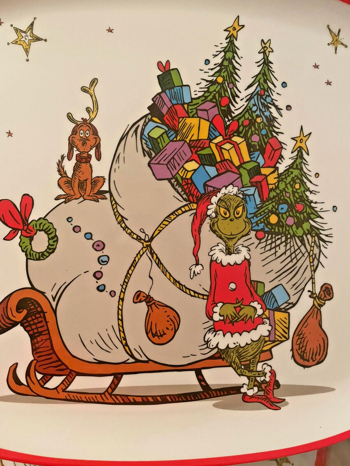 Pottery Barn GRINCH PLATTER Holiday Tray party Dr Seuss Christmas plate Disney n