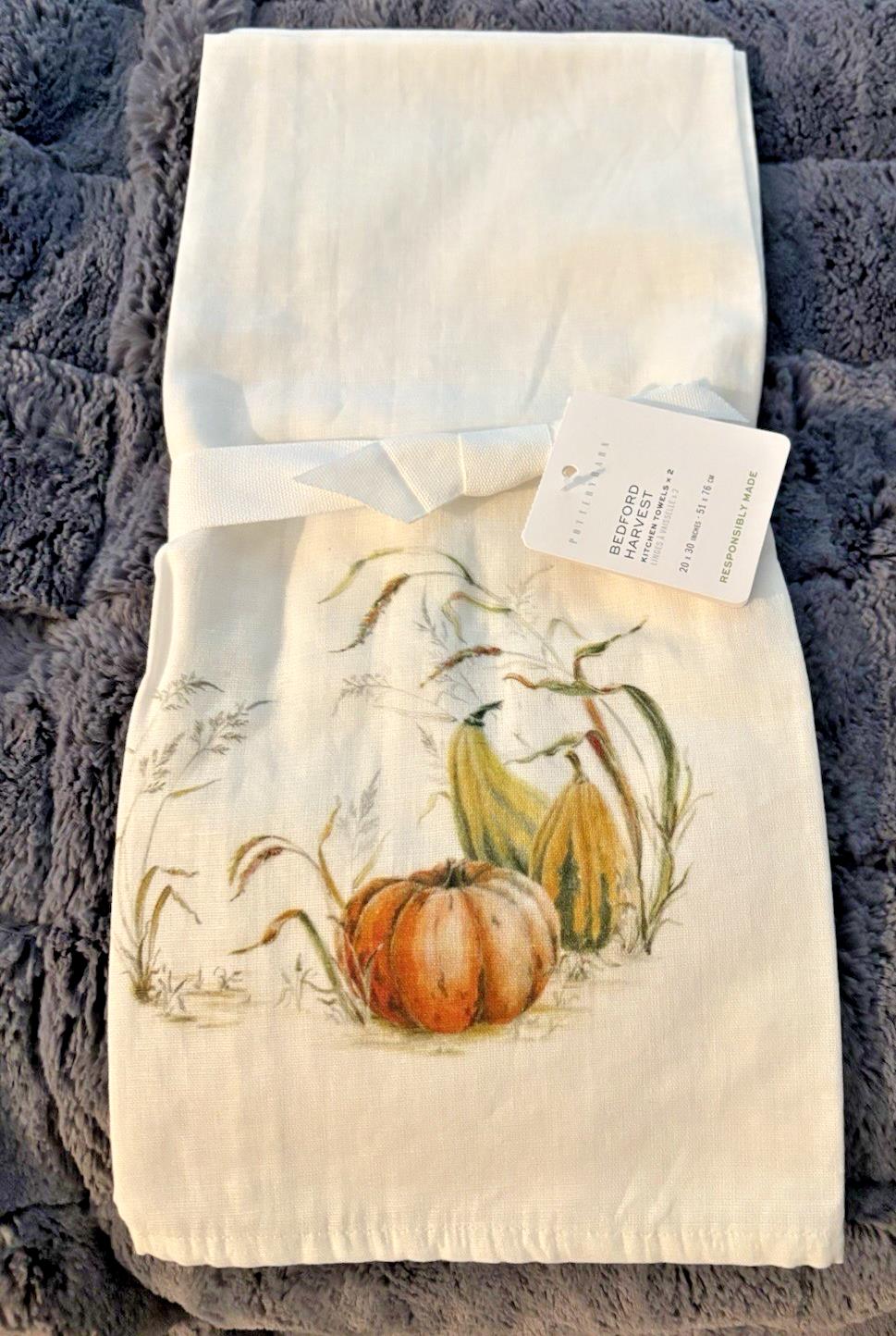 Pottery Barn Holiday Kitchen Hand towel party Thanksgiving Pumpkin guest SET 2 ]