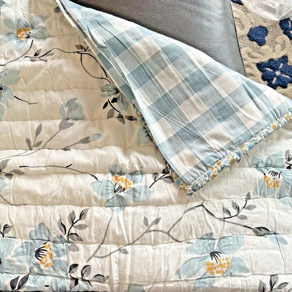 Pottery Barn floral quilted Emily Meritt holiday wedding gift Pillow SHAM blue a
