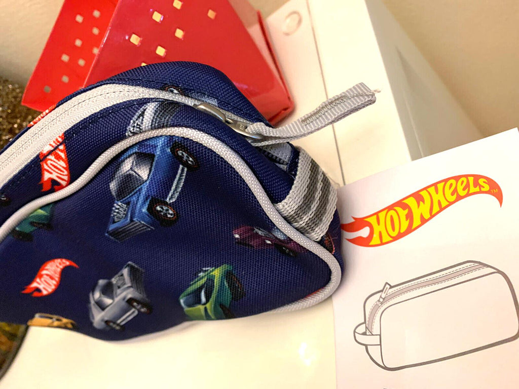 School Pottery Barn Hot Wheels Car ZIP PENCIL CASE BAG superhero boy vehicle ./