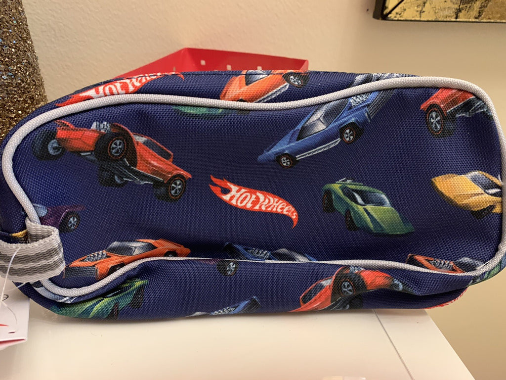 School Pottery Barn Hot Wheels Car ZIP PENCIL CASE BAG superhero boy vehicle ./