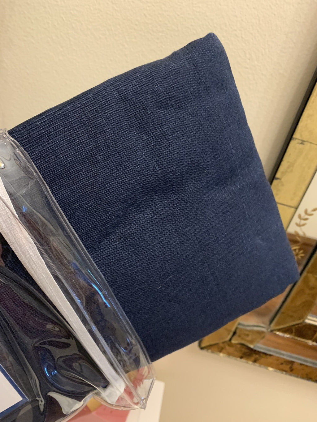 Williams Sonoma Pottery Barn Linen KING Pillowcase holiday Blue gift SET 2