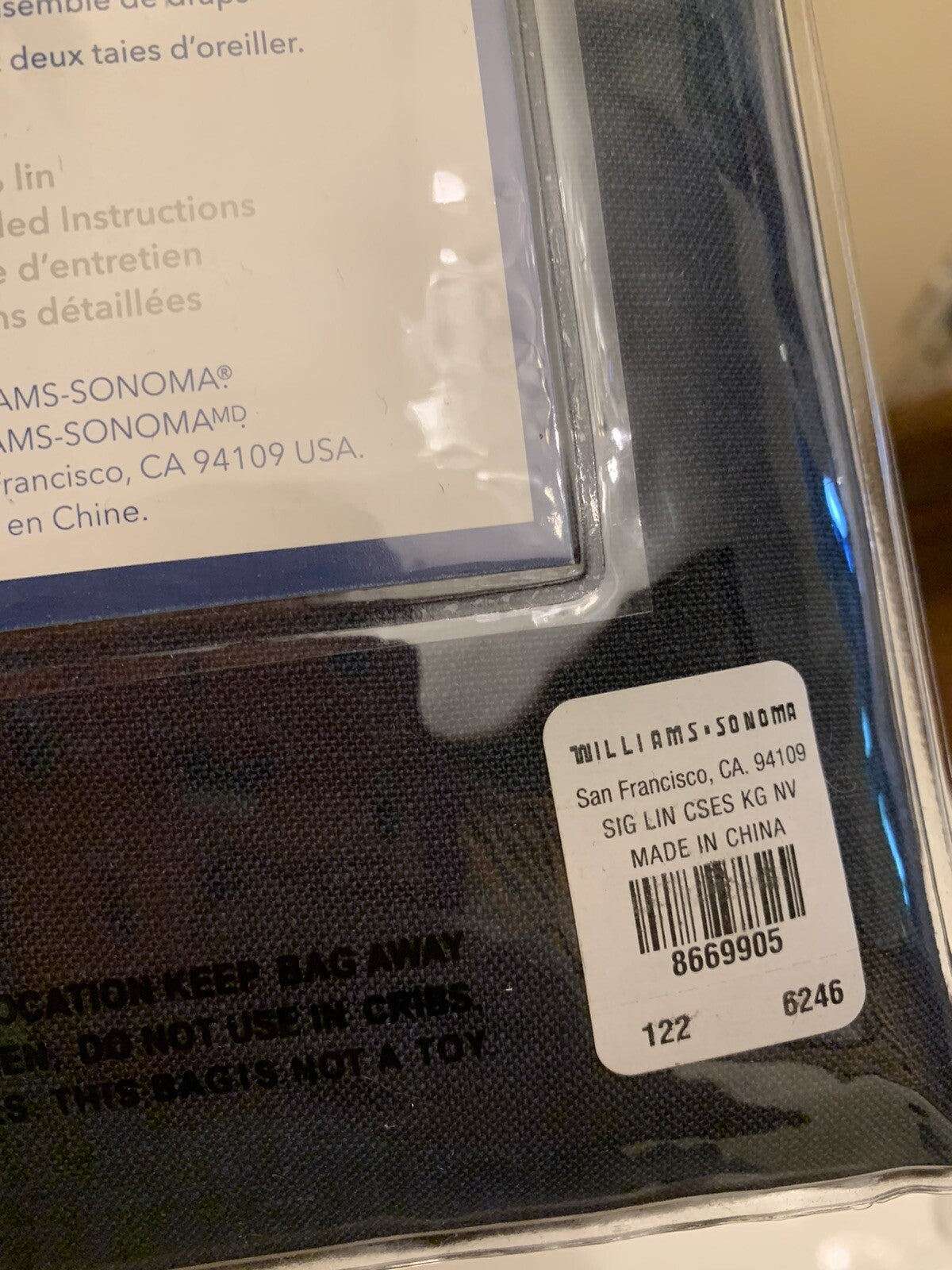 Williams Sonoma Pottery Barn Linen KING Pillowcase holiday Blue gift SET 2