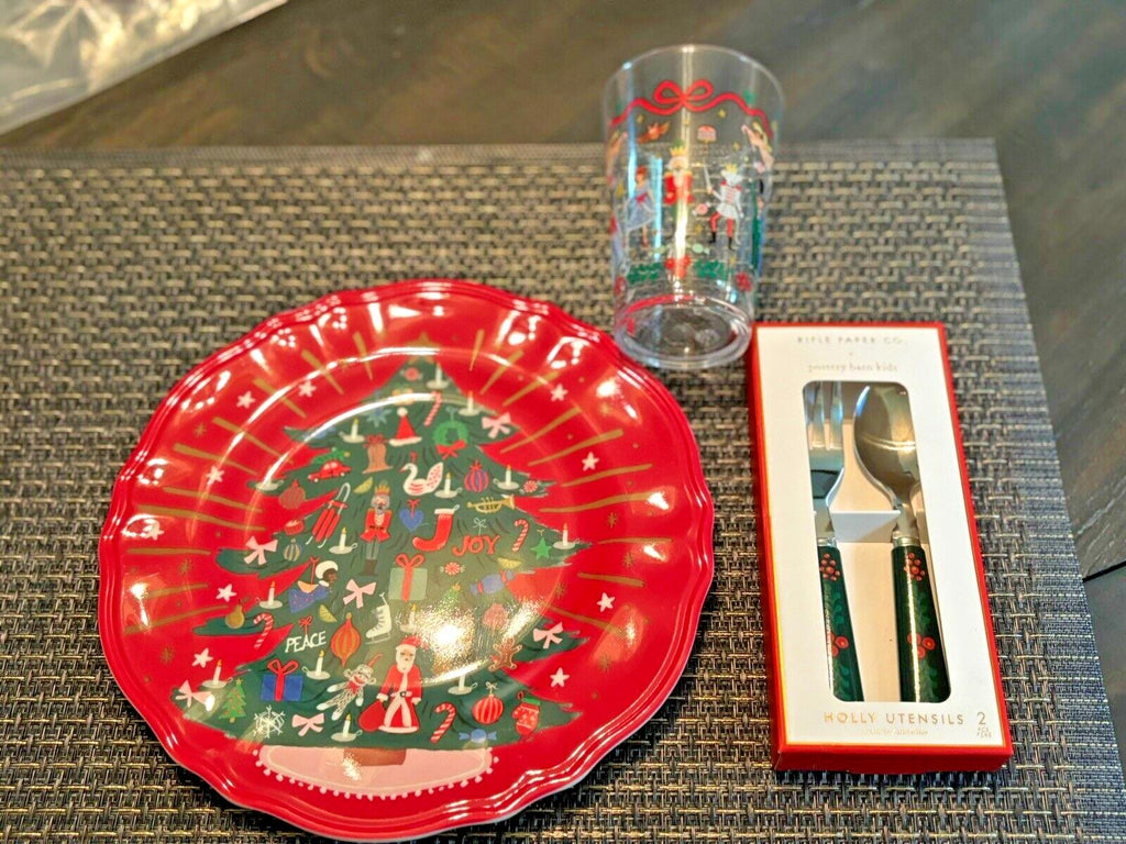 Pottery Barn holiday PLATE UTENSIL Nutcracker Christmas Disney kid party SET 8 !