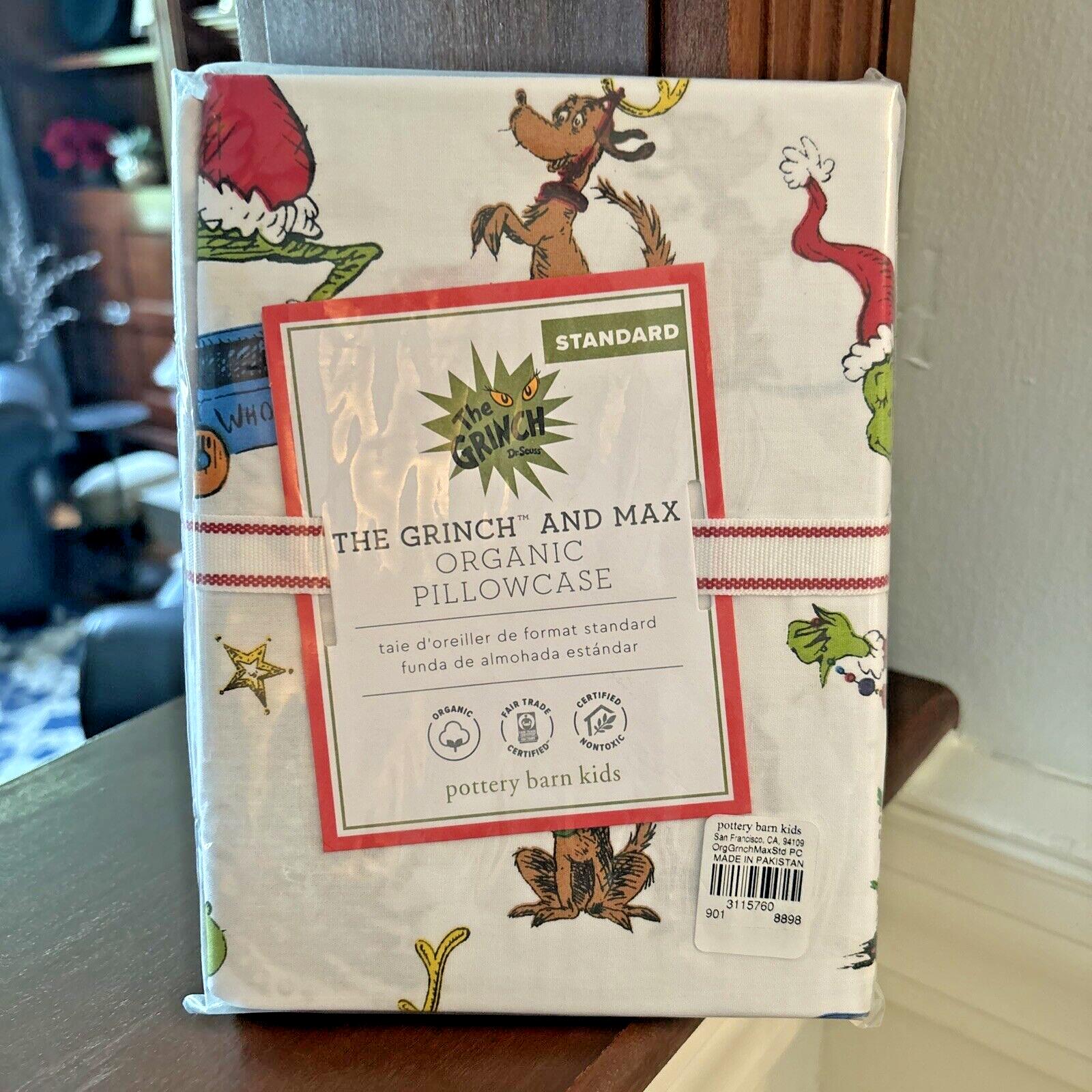 Pottery Barn Christmas Holiday Grinch Gift dog kid dr Seuss Pillowcase bed new =