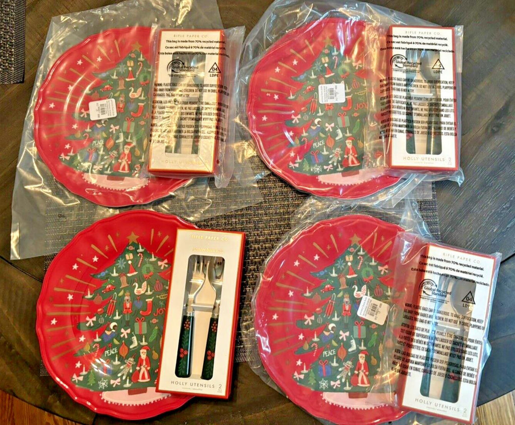 Pottery Barn holiday PLATE UTENSIL Nutcracker Christmas Disney kid party SET 8 !