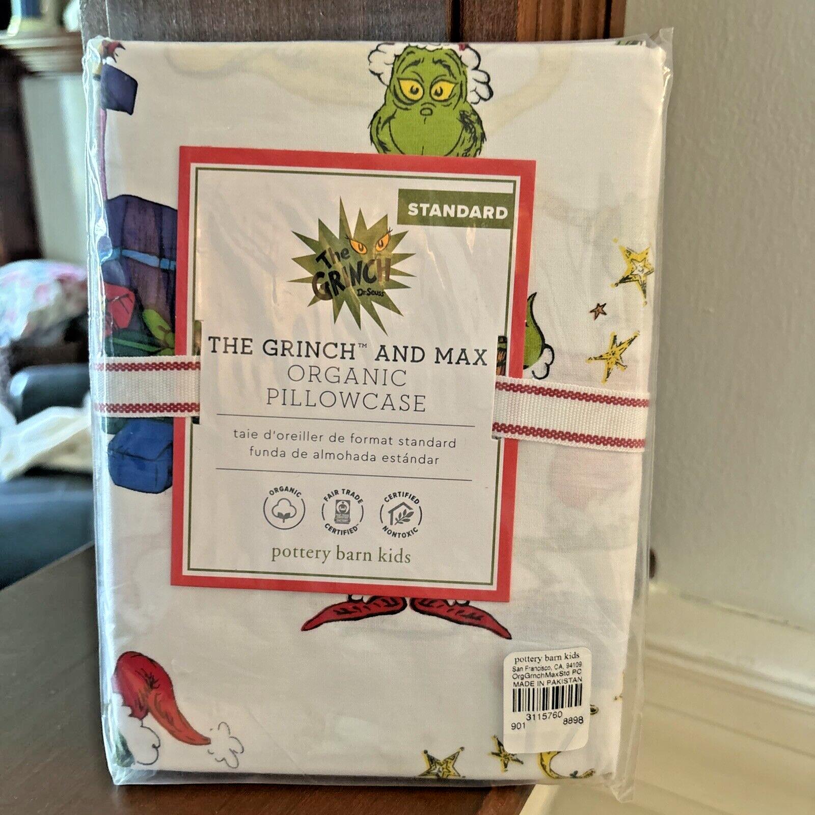 Pottery Barn Christmas Holiday Grinch Gift dog kid dr Seuss Pillowcase bed new =