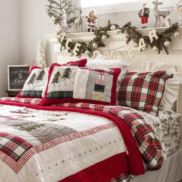 Pottery Barn holiday Disney Christmas PLAID Pillow SHAM gift party Stewart kid n
