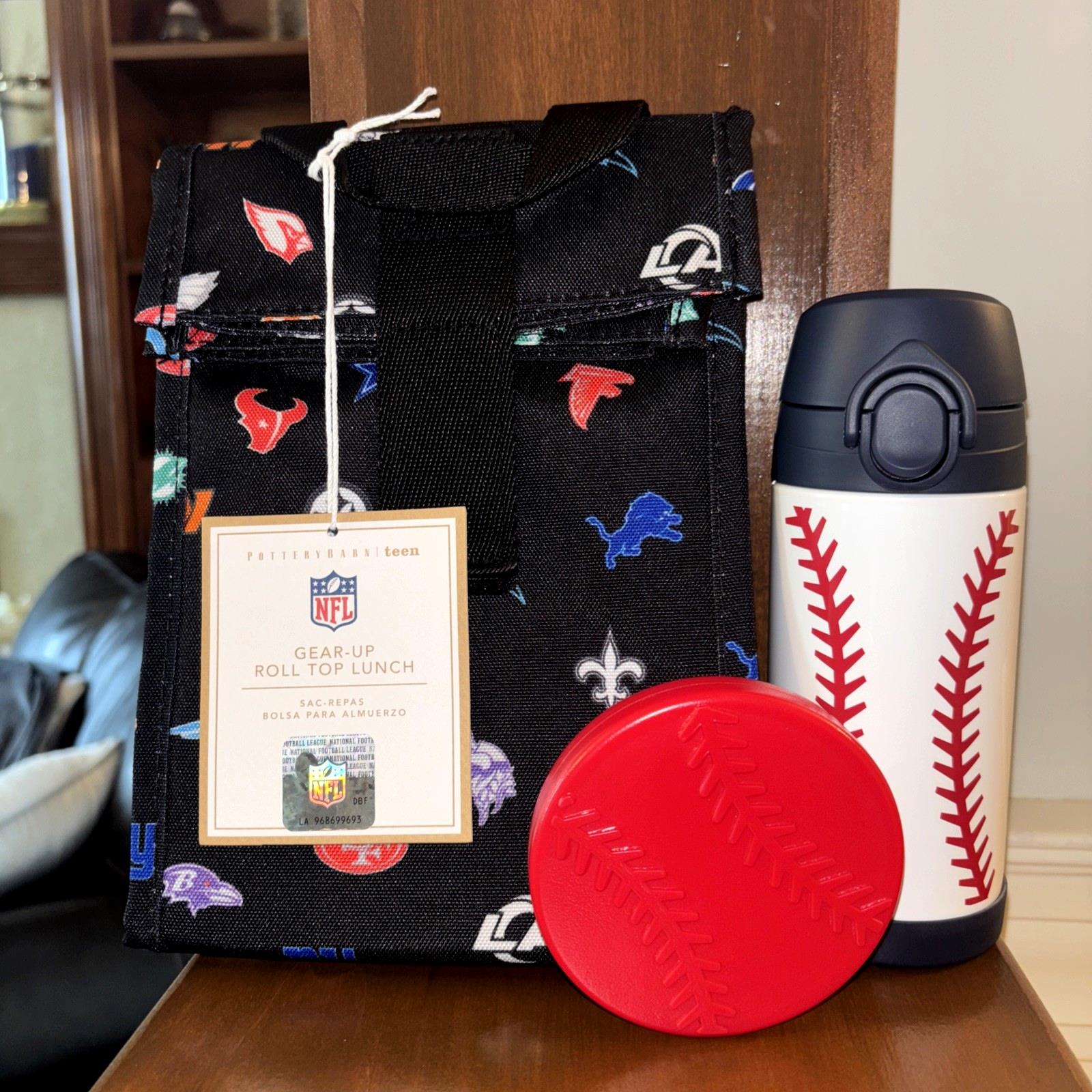 Pottery Barn School MLB Baseball LUNCH Bag WATER sport bag travel boy FOOTBALL