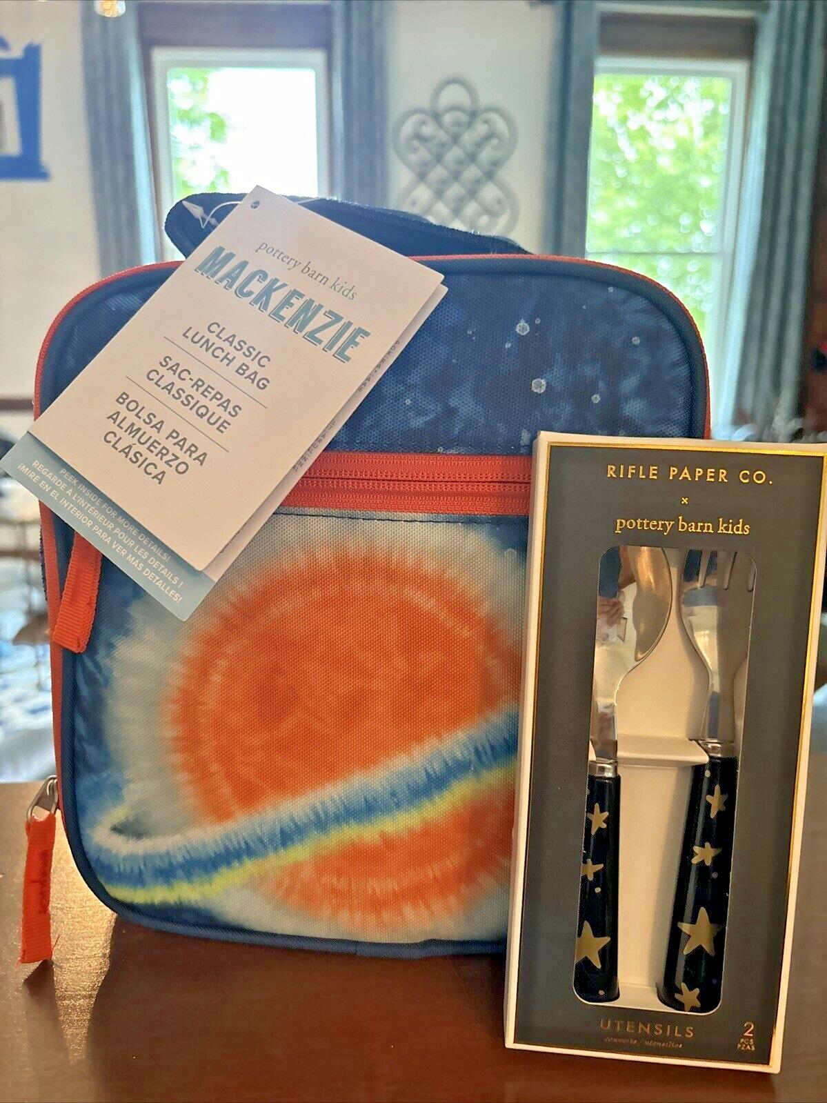 Pottery Barn LUNCH BOX BAG school + Utensil SET star wars spaceship Solo boy ??n