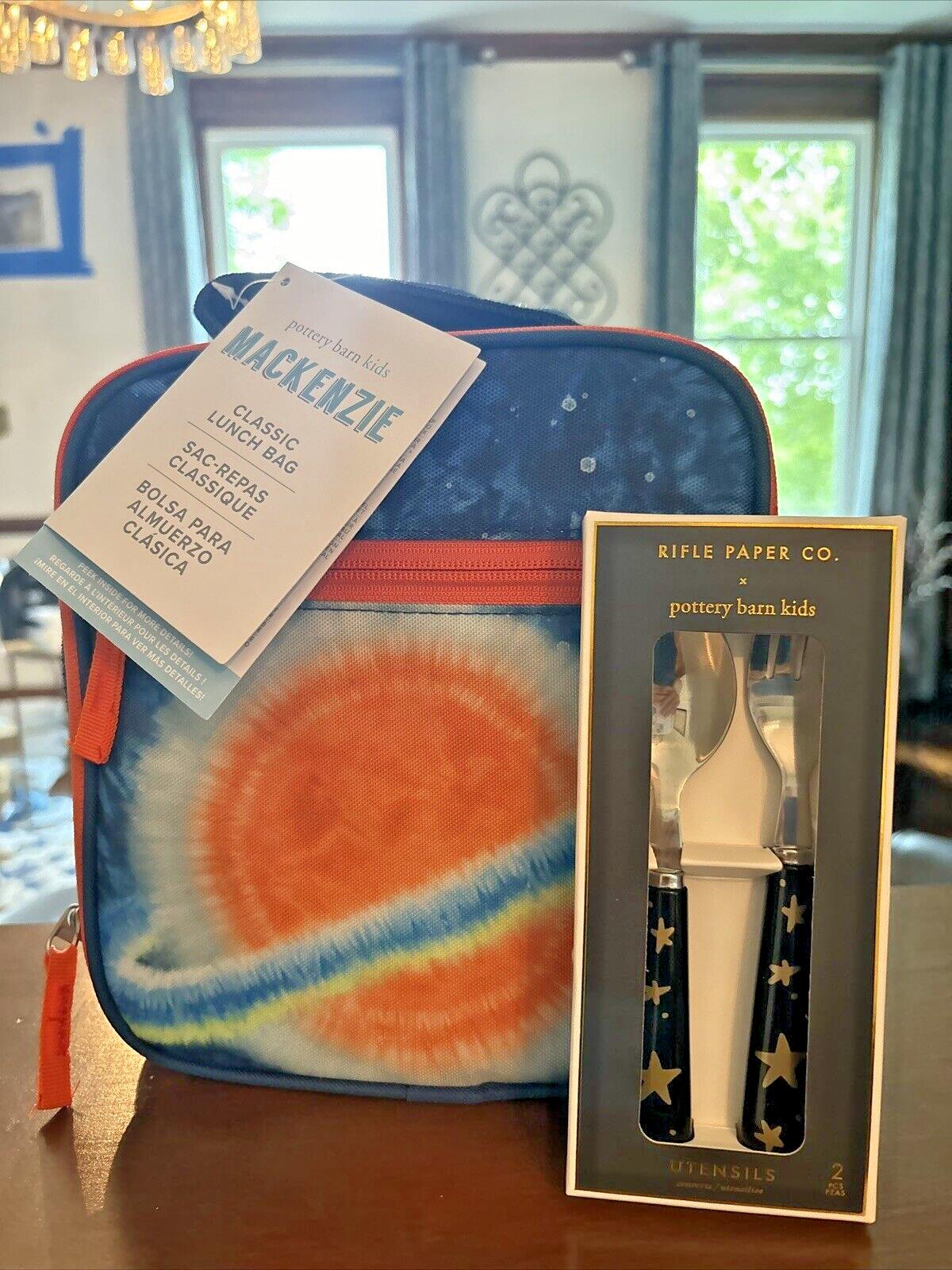 Pottery Barn LUNCH BOX BAG school + Utensil SET star wars spaceship Solo boy ??n