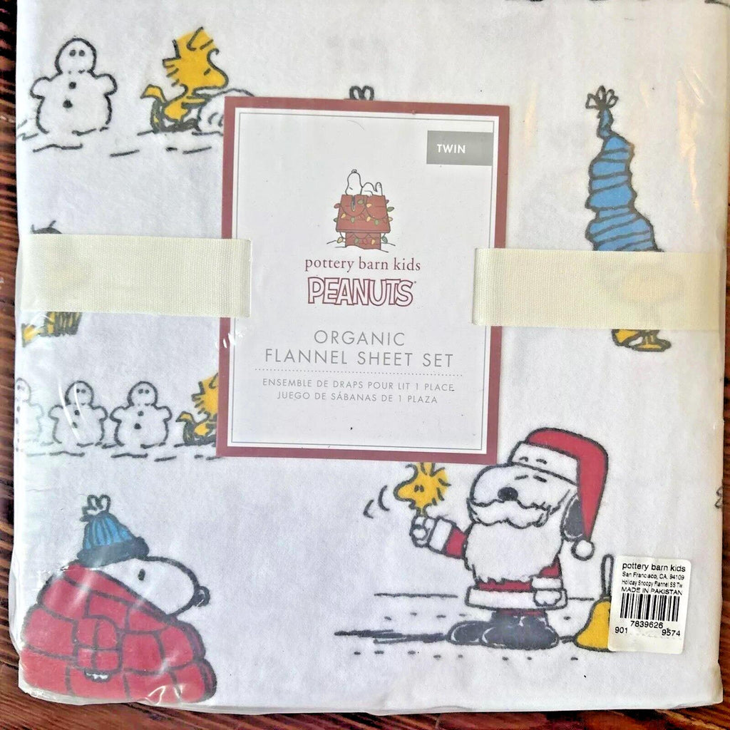 Snoopy Pottery Barn Peanuts Sheet Set Christmas School Holiday Party Disney n