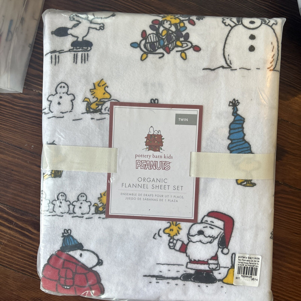 Snoopy Pottery Barn Peanuts Sheet Set Christmas School Holiday Party Disney n