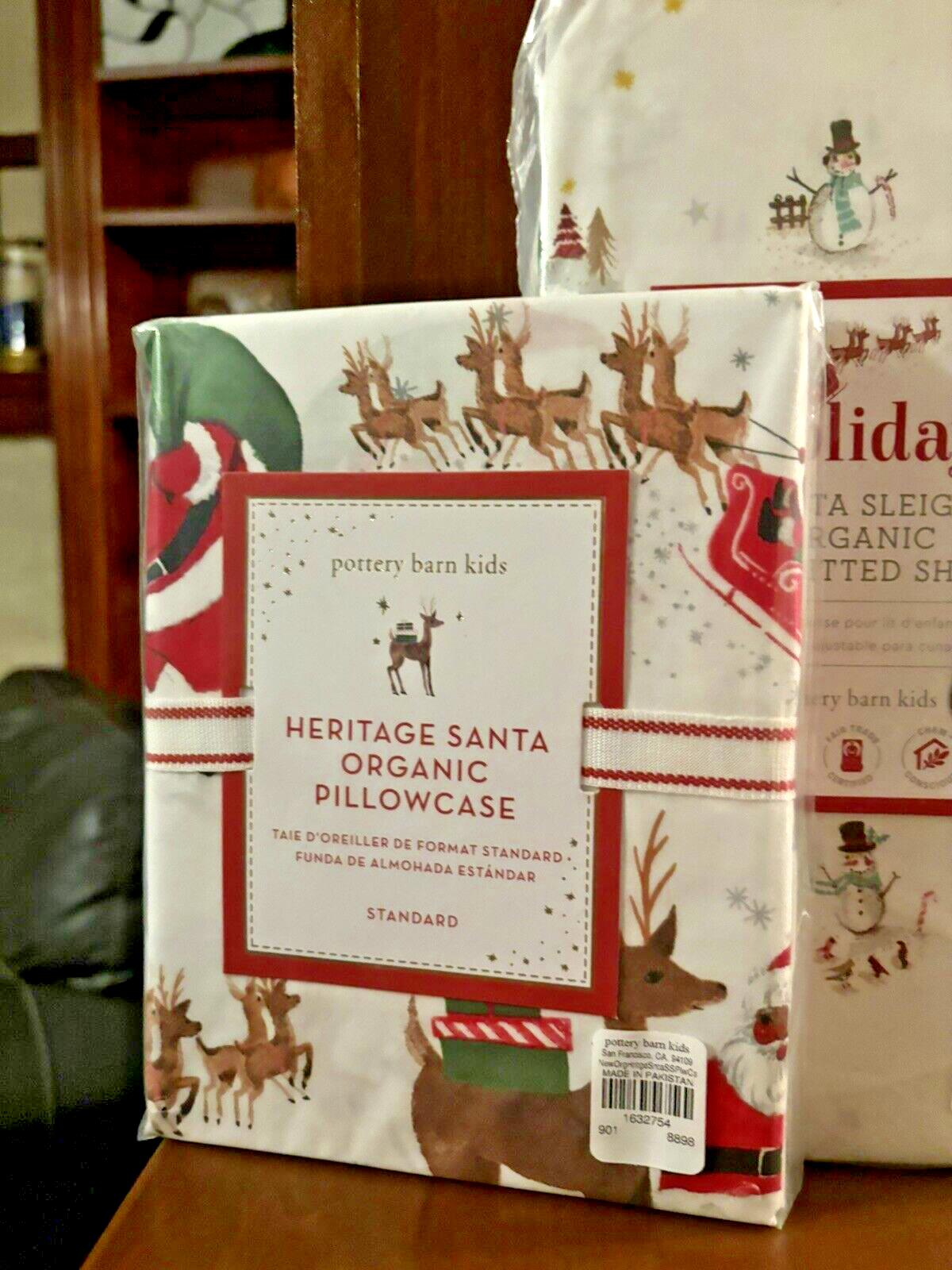 Pottery Barn holiday Christmas Rudolph Toddler baby Crib Sheet pillowcase set y