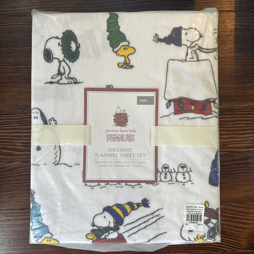 Snoopy Pottery Barn Peanuts Sheet Set Christmas School Holiday Party Disney n