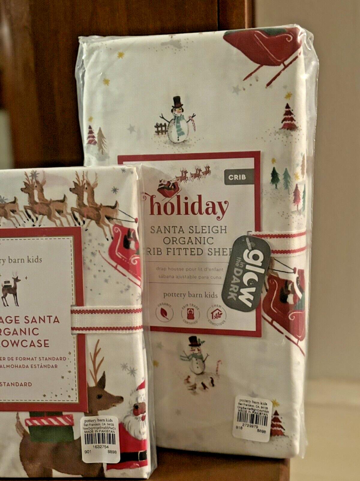 Pottery Barn holiday Christmas Rudolph Toddler baby Crib Sheet pillowcase set y