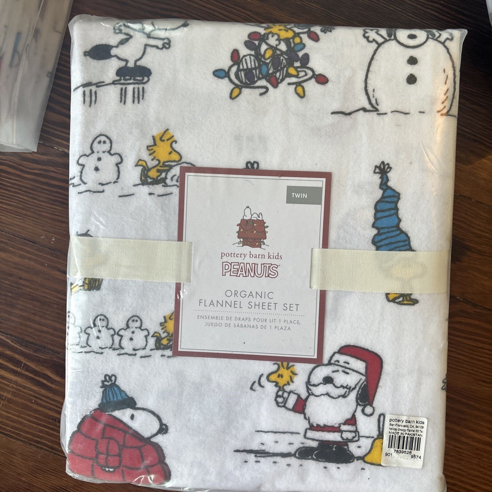 Snoopy Pottery Barn Peanuts Sheet Set Christmas School Holiday Party Disney n