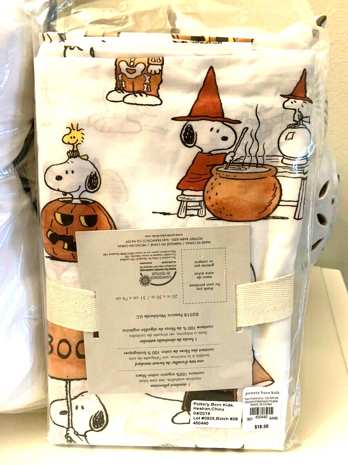Snoopy Peanuts Pottery Barn Holiday pillowcase School Halloween Disney dog kid "