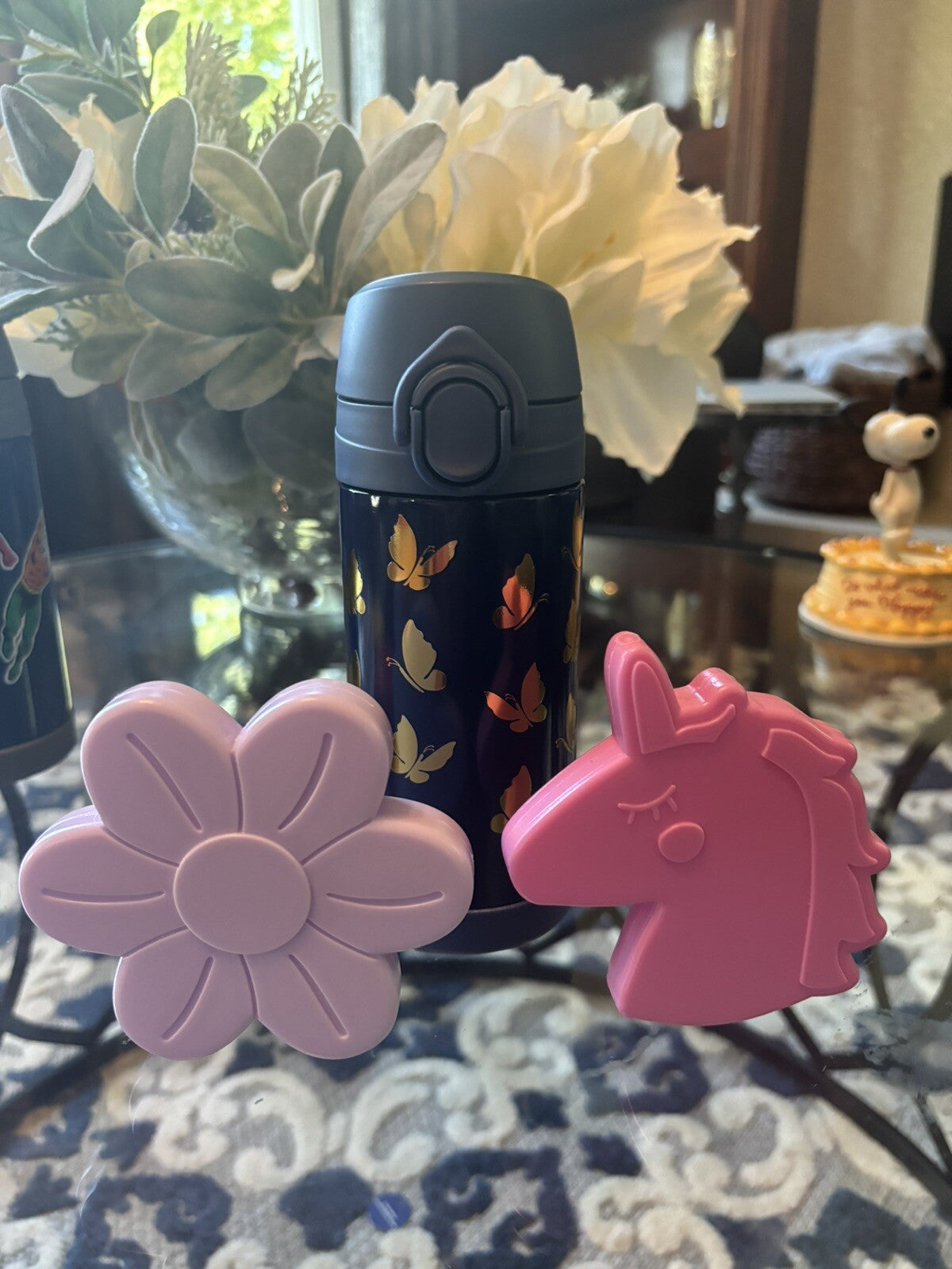 Pottery Barn School Disney rainbow WATER BOTTLE girl butterfly spaceFlower ??  ]