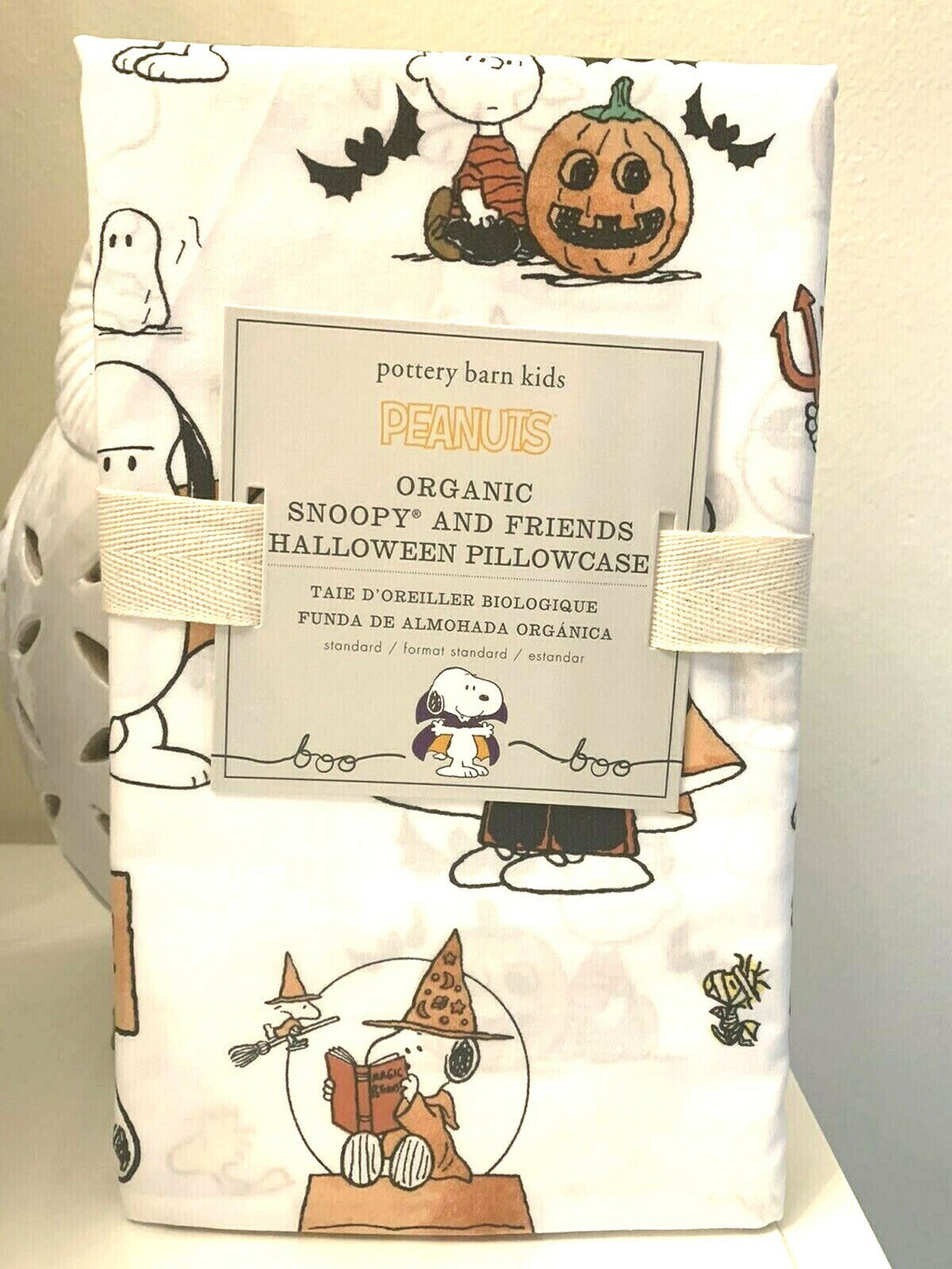 Snoopy Peanuts Pottery Barn Holiday pillowcase School Halloween Disney dog kid "