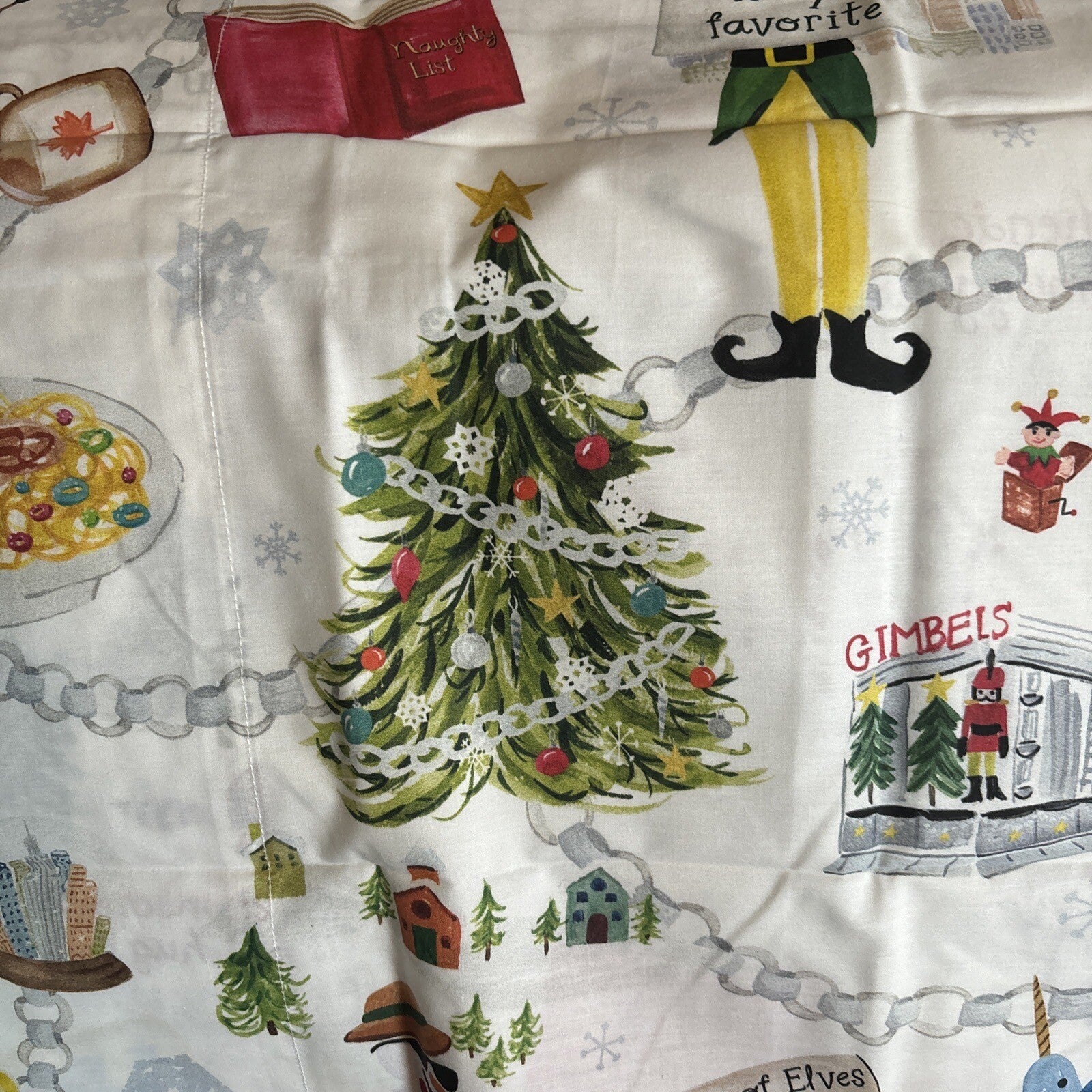 Pottery Barn Holiday PILLOWCASE KING ELF village Deer Christmas Disney kid SET 2