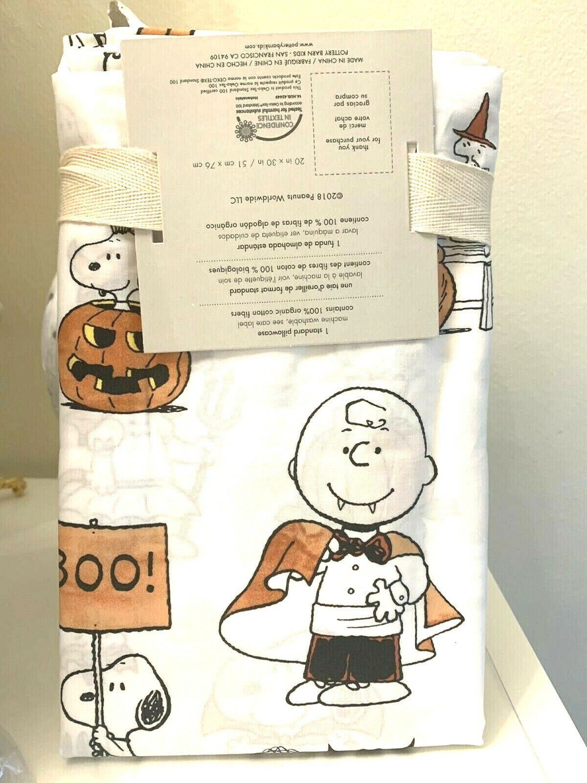 Snoopy Peanuts Pottery Barn Holiday pillowcase School Halloween Disney dog kid "
