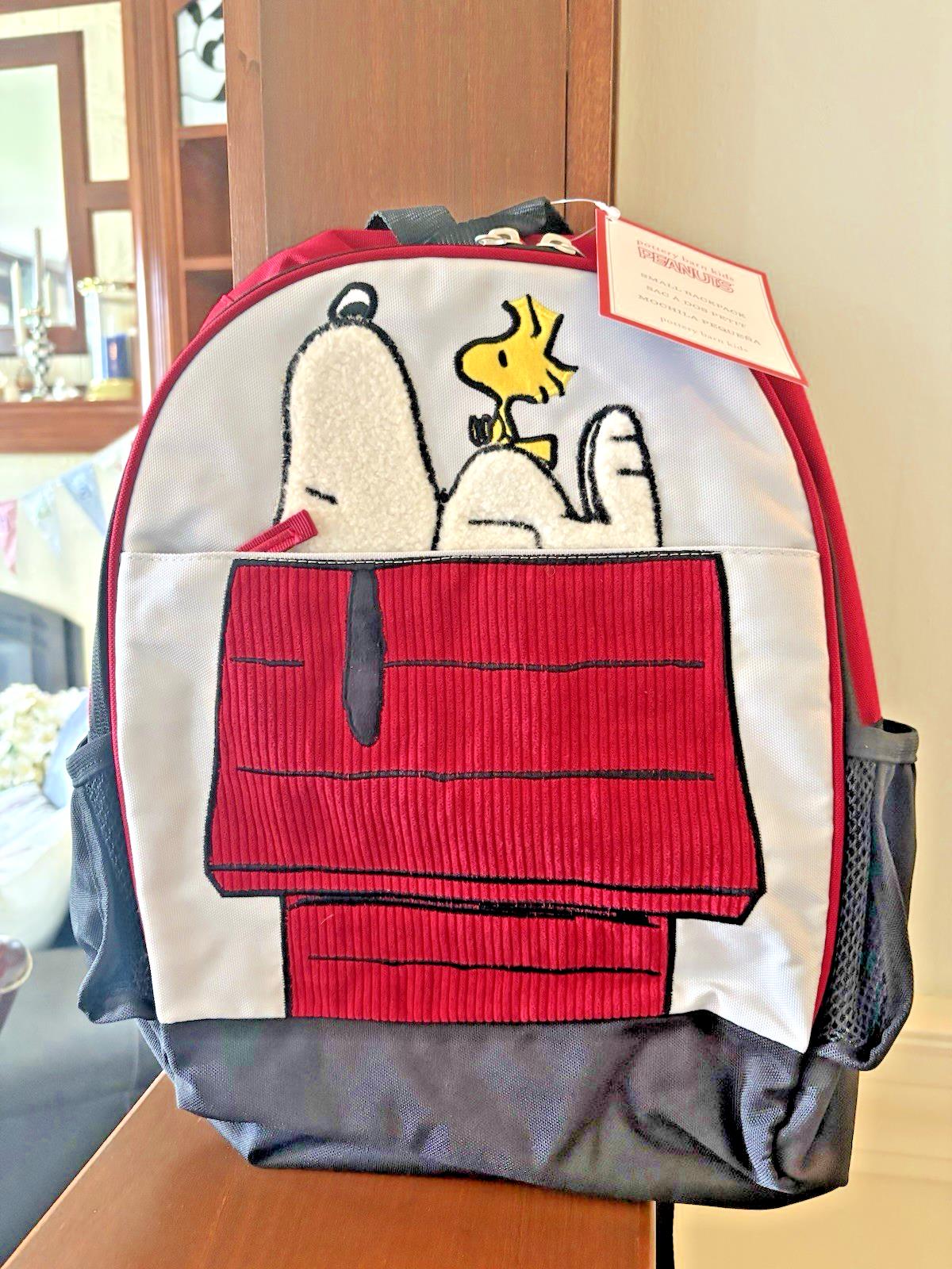 School Pottery barn SNOOPY BACKPACK +LUNCH BOX BAG Peanuts holiday travel gift .