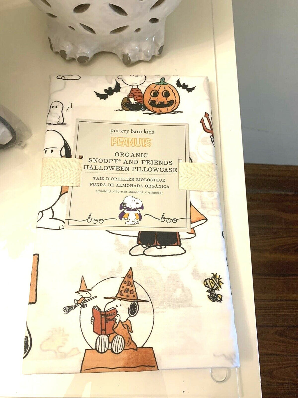 Snoopy Peanuts Pottery Barn Holiday pillowcase School Halloween Disney dog kid "
