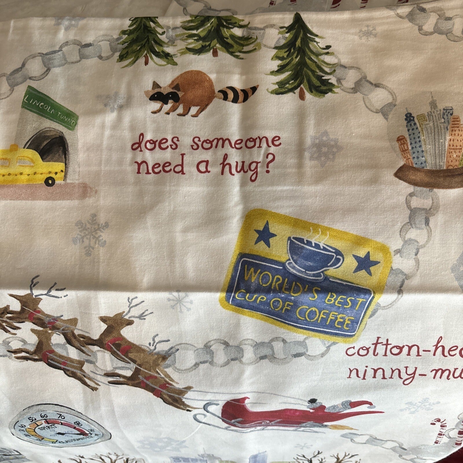 Pottery Barn Holiday PILLOWCASE KING ELF village Deer Christmas Disney kid SET 2